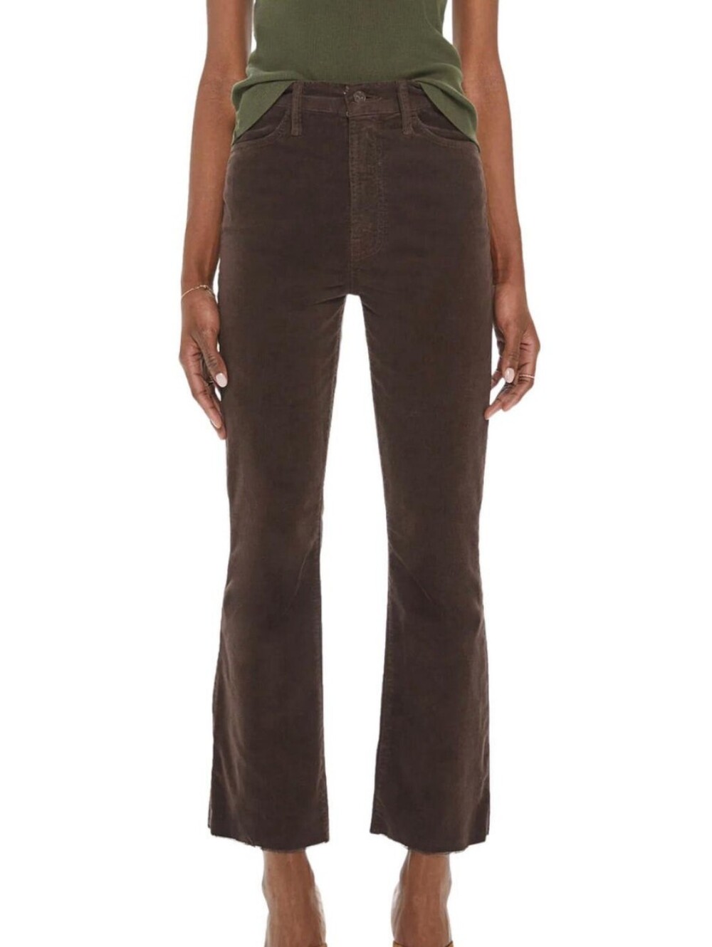 Mother The Hustler Ankle Fray Corduroy Brown Size 27